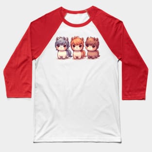 Kawaii Horse Trio Baseball T-Shirt